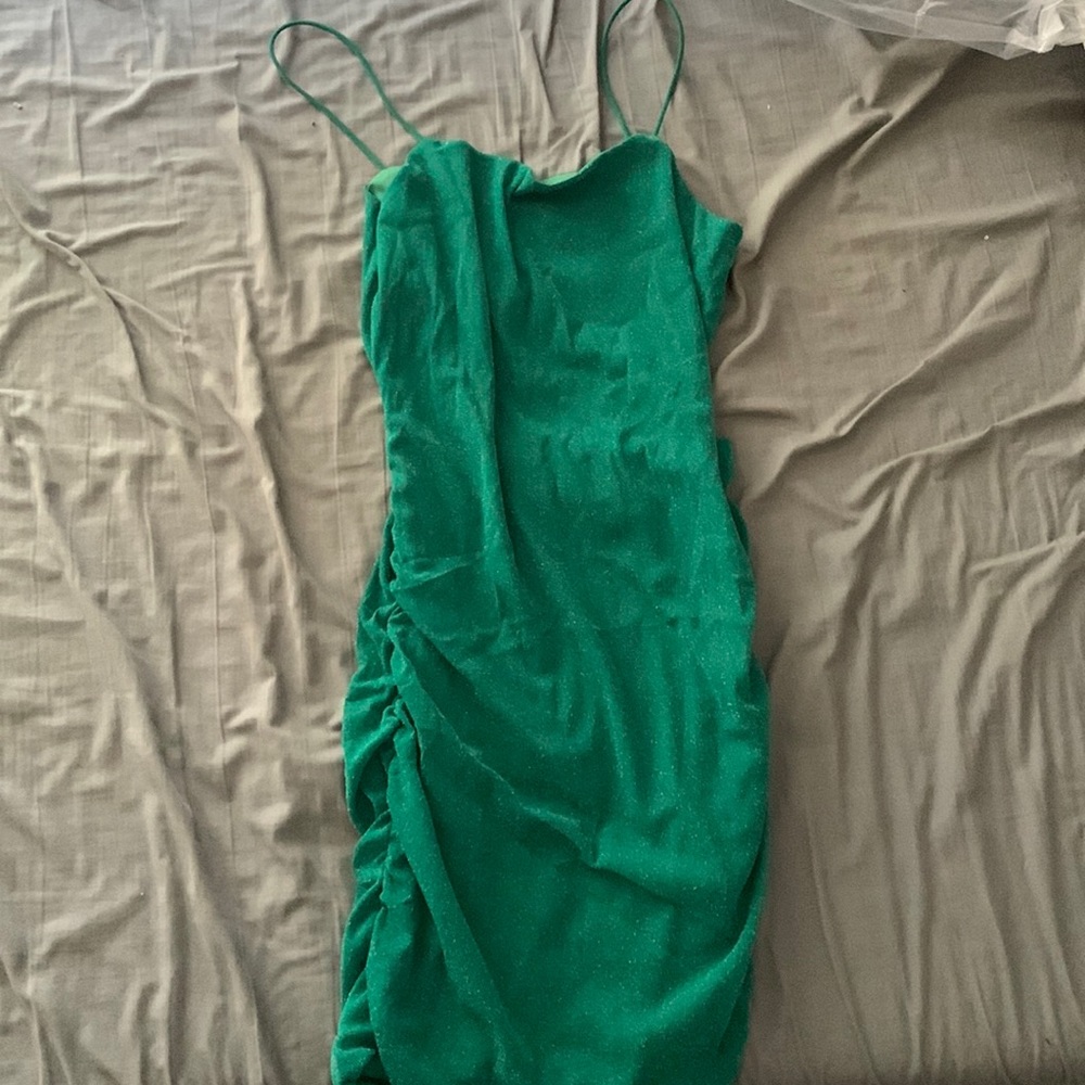 shein dress, green sparkly
